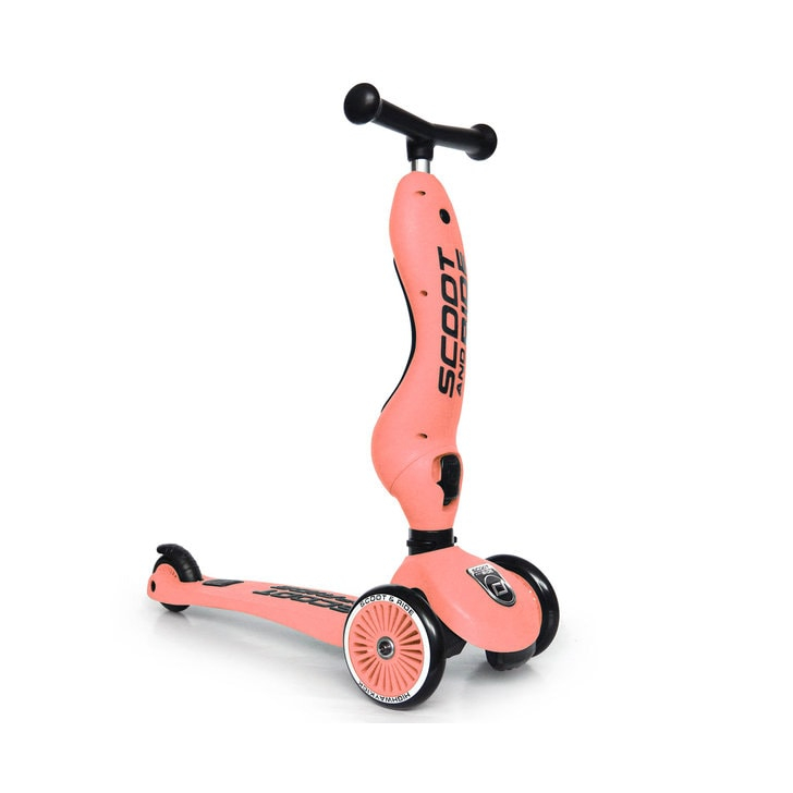 Trotineta copii cu sezut, transformabila 2in1, HighwayKick 1 Peach, 1-5 ani, pana la 50 kg, Scoot  Ride