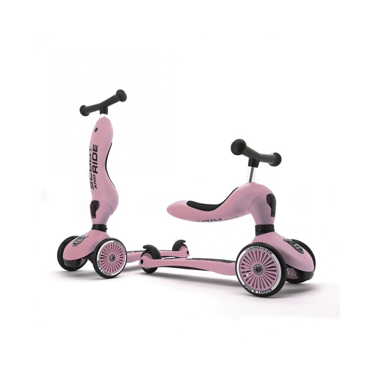 Trotineta copii cu sezut, transformabila 2in1, HighwayKick 1 Rose, 1-5 ani, pana la 50 kg, Scoot Ride