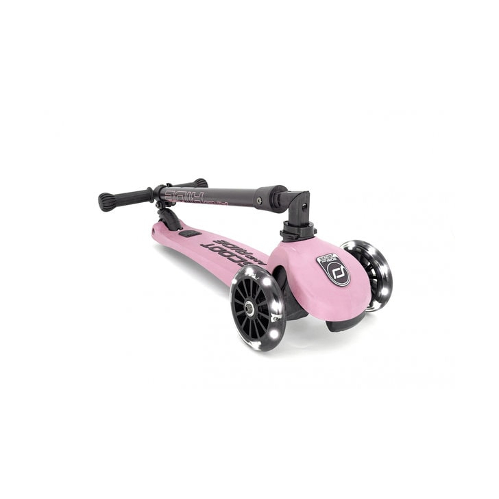 Trotineta copii pliabila, reglabila, roti luminoase, Highwaykick 3 Led Rose, 3-6 ani, pana la 50 kg, Scoot Ride