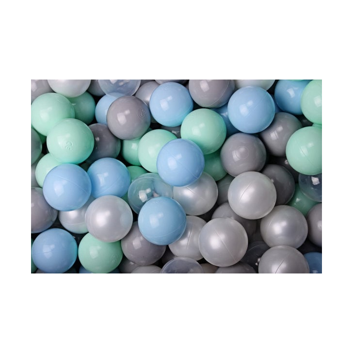 Piscina uscata cu 200 de bile (Alb perlat, Gri, Transparent, Mint, Babyblue) MeowBaby , 90x30 cm, Gri Deschis