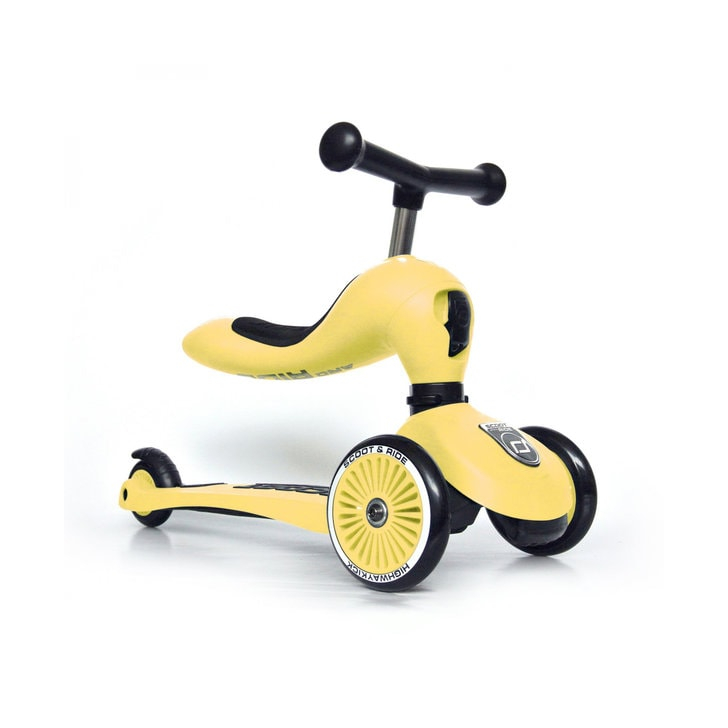 Trotineta copii cu sezut, transformabila 2in1, HighwayKick 1 Lemon, 1-5 ani, pana la 50 kg, Scoot Ride