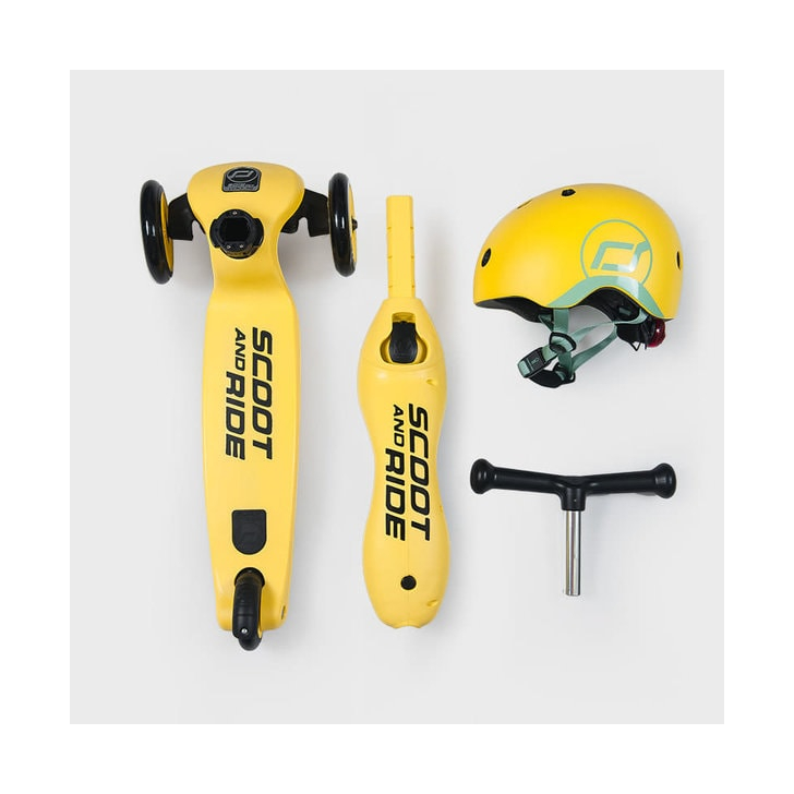 Trotineta copii cu sezut, transformabila 2in1, HighwayKick 1 Lemon, 1-5 ani, pana la 50 kg, Scoot Ride