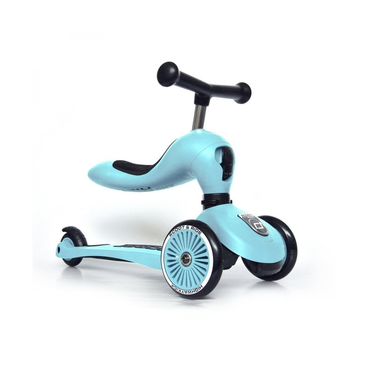 Trotineta copii cu sezut, transformabila 2in1, HighwayKick 1 Blueberry, 1-5 ani, pana la 50 kg, Scoot Ride