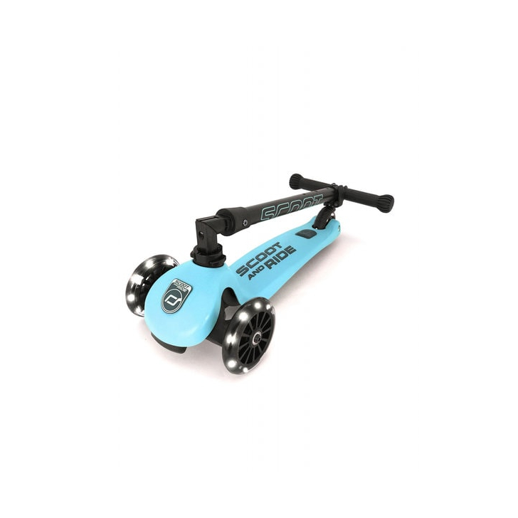 Trotineta copii pliabila, reglabila, roti luminoase, Highwaykick 3 Led Blueberry, 3-6 ani, pana la 50 kg, Scoot Ride