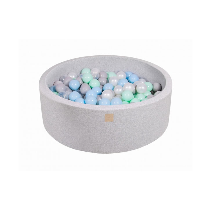 Piscina uscata cu 200 de bile (Alb perlat, Gri, Transparent, Mint, Babyblue) MeowBaby , 90x30 cm, Gri Deschis