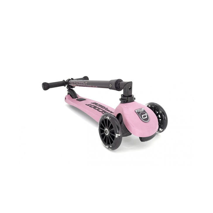 Trotineta copii pliabila, reglabila, roti luminoase, Highwaykick 3 Led Rose, 3-6 ani, pana la 50 kg, Scoot Ride
