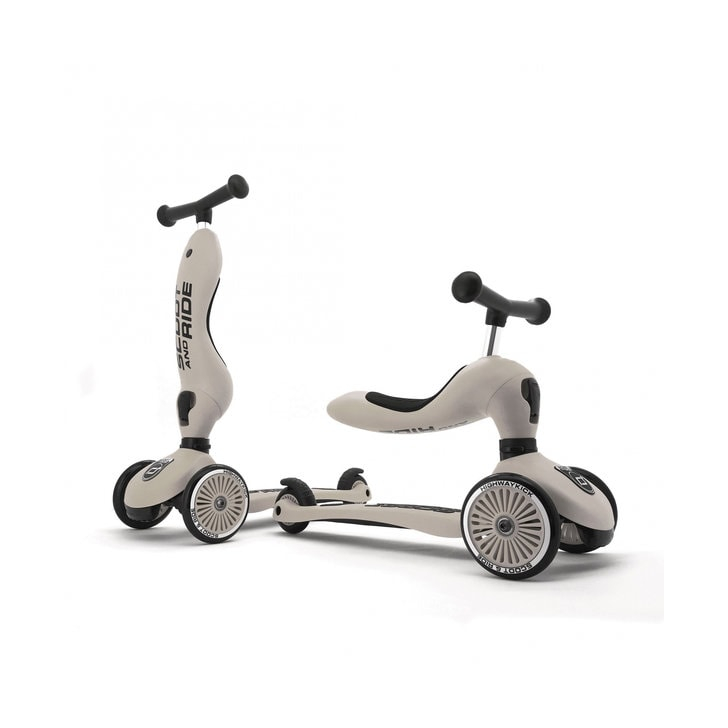 Trotineta copii cu sezut, transformabila 2in1, HighwayKick 1 Ash, 1-5 ani, pana la 50 kg, Scoot Ride