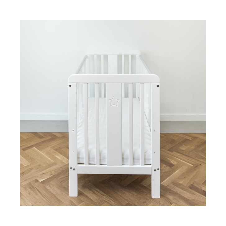 Patut din lemn pentru bebe, inaltime saltea reglabila, Star Baby Alb 120x60 cm