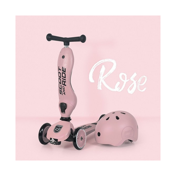 Trotineta copii cu sezut, transformabila 2in1, HighwayKick 1 Rose, 1-5 ani, pana la 50 kg, Scoot Ride