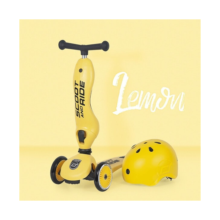 Trotineta copii cu sezut, transformabila 2in1, HighwayKick 1 Lemon, 1-5 ani, pana la 50 kg, Scoot Ride