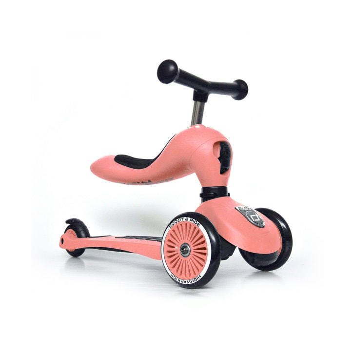 Trotineta copii cu sezut, transformabila 2in1, HighwayKick 1 Peach, 1-5 ani, pana la 50 kg, Scoot Ride