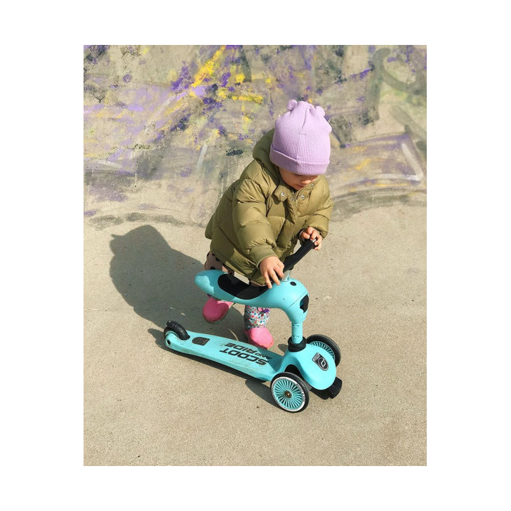 Trotineta copii cu sezut, transformabila 2in1, HighwayKick 1 Blueberry, 1-5 ani, pana la 50 kg, Scoot Ride