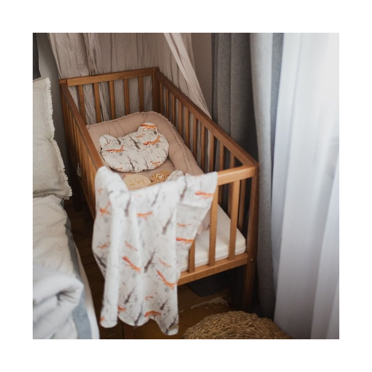 Patut mic, co-sleeping din lemn, Classic Vintage cu Saltea Cocos Spuma Cocos 90 x 40 x 7 cm