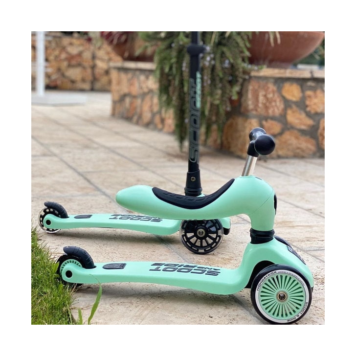 Trotineta copii cu sezut, transformabila 2in1, HighwayKick 1 Kiwi, 1-5 ani, pana la 50 kg, Scoot  Ride