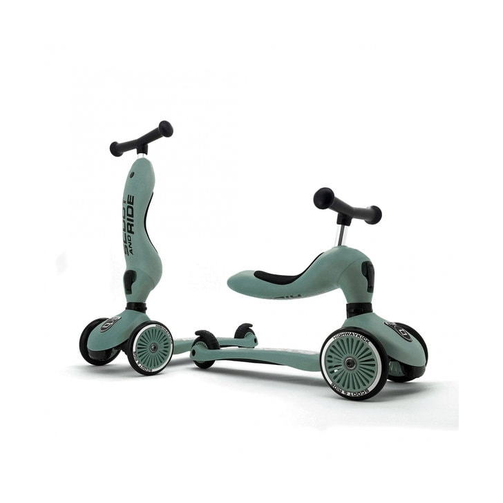 Trotineta copii cu sezut, transformabila 2in1, HighwayKick 1 Forest, 1-5 ani, pana la 50 kg, Scoot Ride