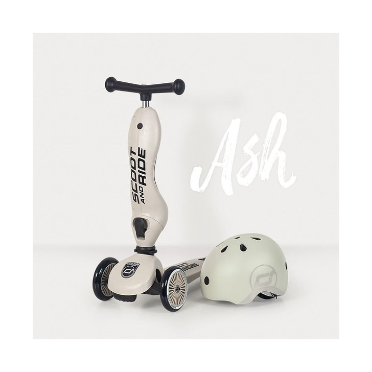 Trotineta copii cu sezut, transformabila 2in1, HighwayKick 1 Ash, 1-5 ani, pana la 50 kg, Scoot Ride