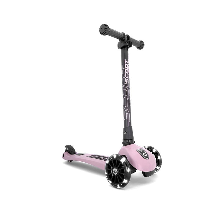Trotineta copii pliabila, reglabila, roti luminoase, Highwaykick 3 Led Rose, 3-6 ani, pana la 50 kg, Scoot Ride