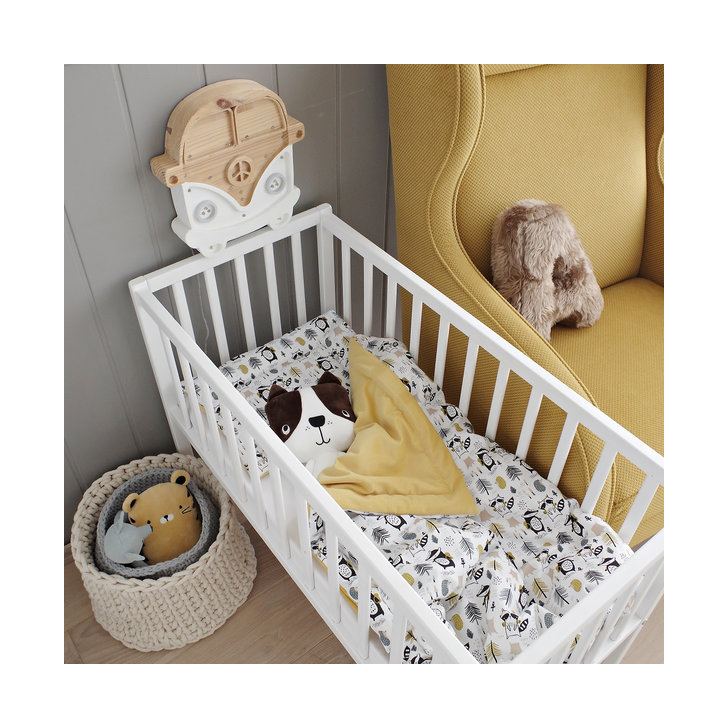 Patut mic, co-sleeping din lemn, Classic Alb cu Saltea Cocos Spuma Cocos 90 x 40 x 7 cm