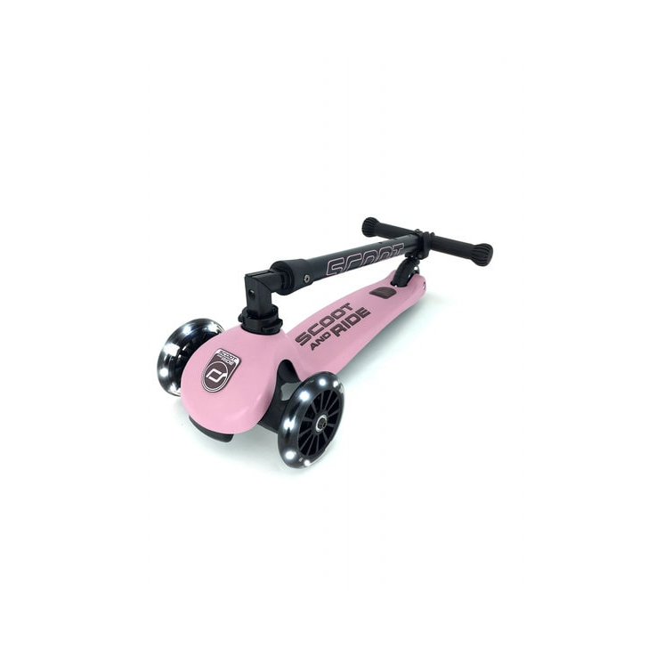 Trotineta copii pliabila, reglabila, roti luminoase, Highwaykick 3 Led Rose, 3-6 ani, pana la 50 kg, Scoot Ride