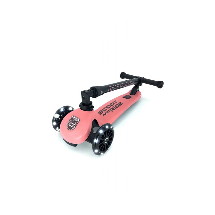 Trotineta copii pliabila, reglabila, roti luminoase, Highwaykick 3 Led Peach, 3-6 ani, pana la 50 kg, Scoot Ride