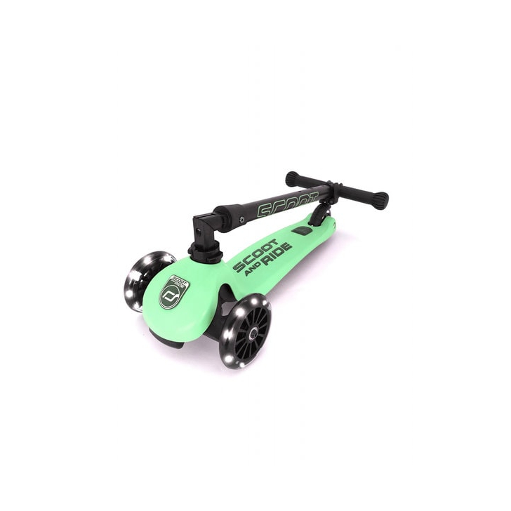 Trotineta copii pliabila, reglabila, roti luminoase, Highwaykick 3 Led Kiwi, 3-6 ani, pana la 50 kg, Scoot Ride