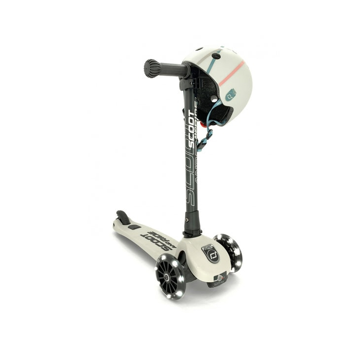 Trotineta copii pliabila, reglabila, roti luminoase, Highwaykick 3 Led Ash, 3-6 ani, pana la 50 kg, Scoot Ride