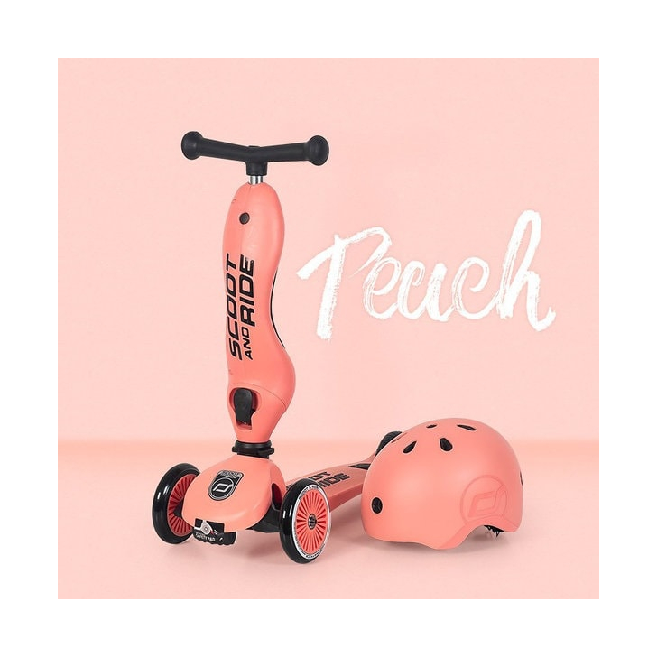 Trotineta copii cu sezut, transformabila 2in1, HighwayKick 1 Peach, 1-5 ani, pana la 50 kg, Scoot  Ride