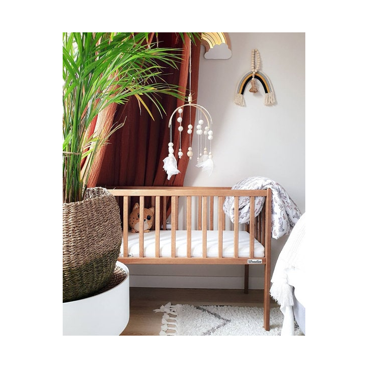 Patut mic, co-sleeping din lemn, Classic Vintage cu Saltea Cocos Spuma Cocos 90 x 40 x 7 cm