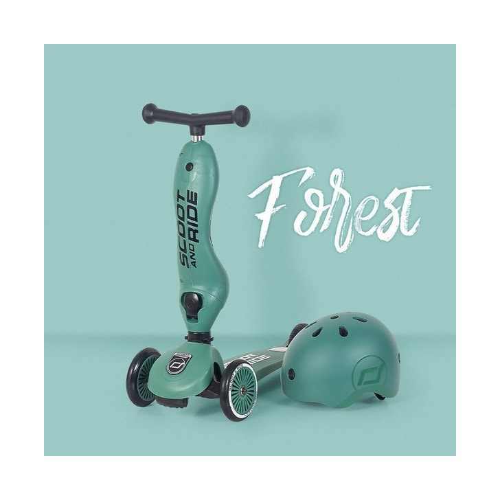 Trotineta copii cu sezut, transformabila 2in1, HighwayKick 1 Forest, 1-5 ani, pana la 50 kg, Scoot Ride