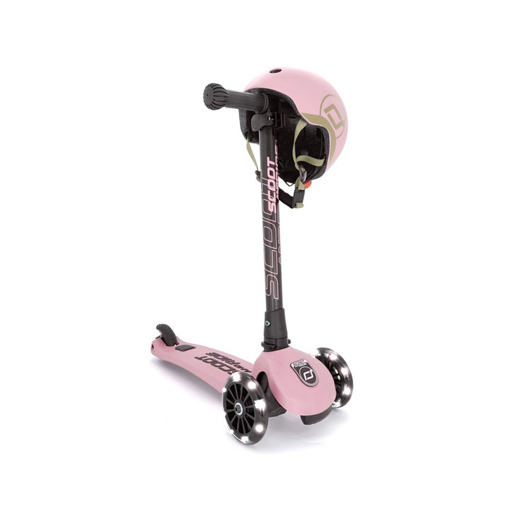 Trotineta copii pliabila, reglabila, roti luminoase, Highwaykick 3 Led Rose, 3-6 ani, pana la 50 kg, Scoot Ride