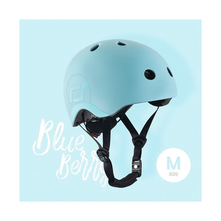 Casca de protectie pentru copii, sistem de reglare magnetic cu led, S-M, 51-55 cm, 3 ani+, Blueberry, Scoot  Ride