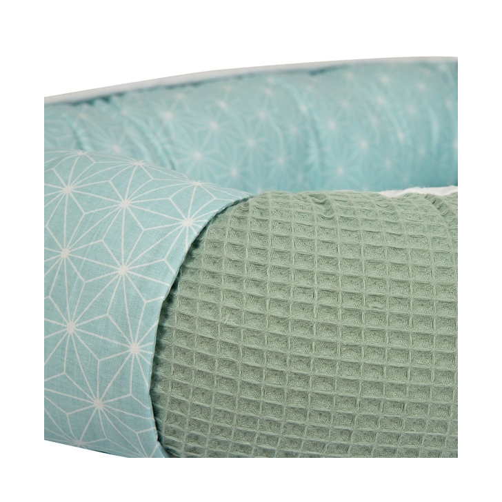 AMY - Suport de dormit Babynest, Reversibil, 70x45 cm, Origami Waffle Verde