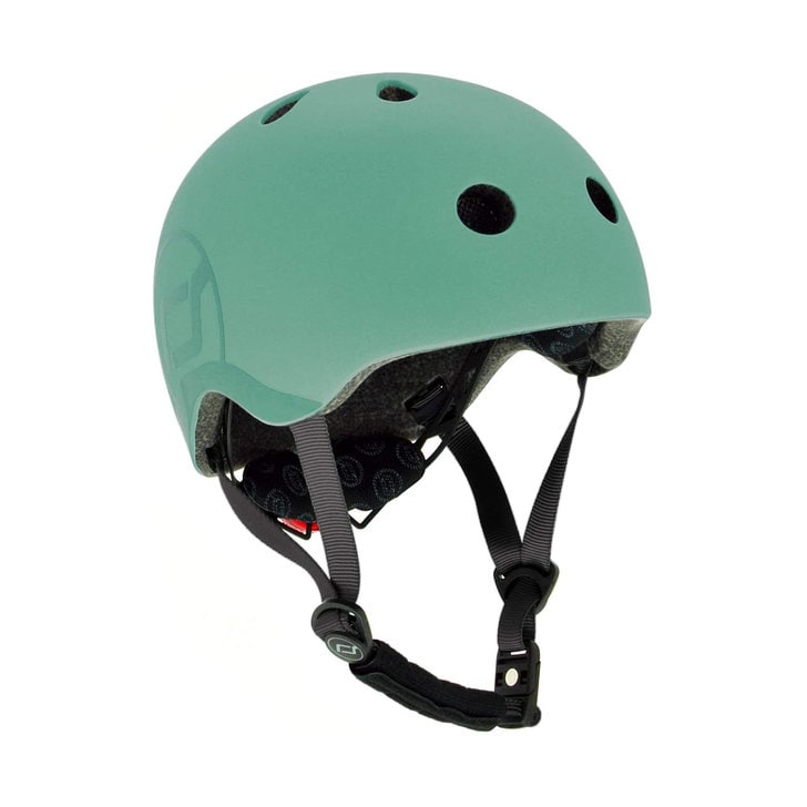 Casca de protectie pentru copii, sistem de reglare magnetic cu led, S-M, 51-55 cm, 3 ani+, Forest, Scoot Ride