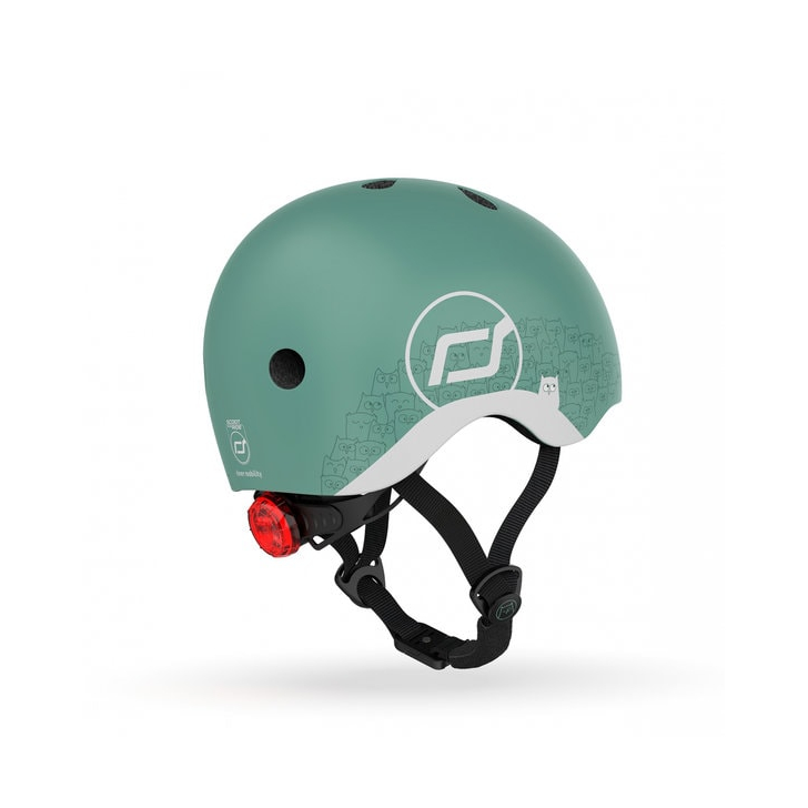 Casca de protectie pentru copii, sistem de reglare magnetic cu led, XXS-S, 45-51 cm, 1 an+, Forest Reflectorizant, Scoot Ride