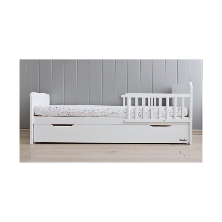 Sertar depozitare cu capac pentru patut copii Woodies 140 70 cm, alb