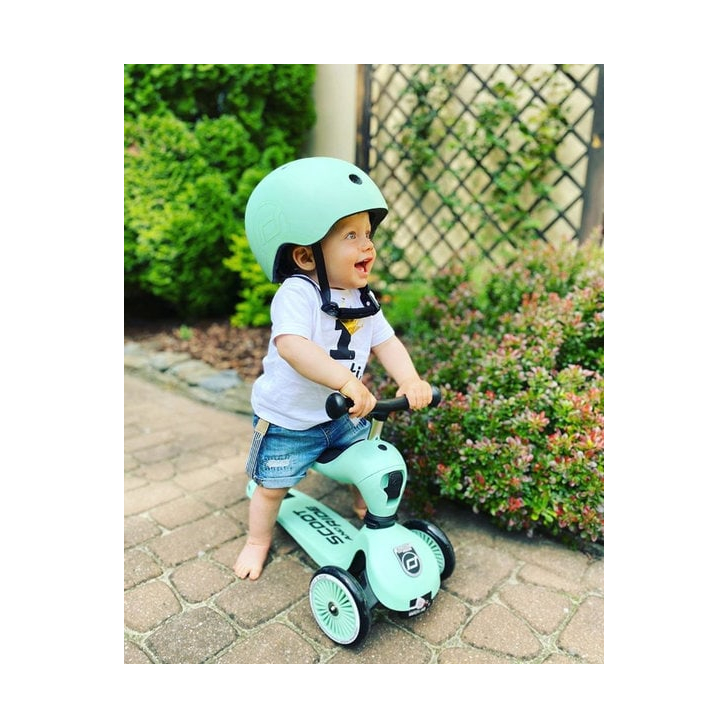 Casca de protectie pentru copii, sistem de reglare magnetic cu led, S-M, 51-55 cm, 3 ani+, Kiwi, Scoot Ride