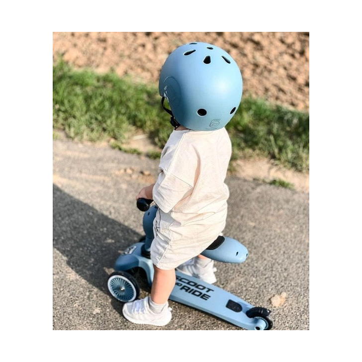 Casca de protectie pentru copii, sistem de reglare magnetic cu led, S-M, 51-55 cm, 3 ani+, Steel, Scoot Ride