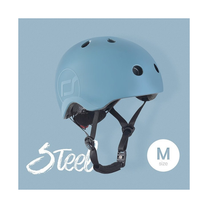 Casca de protectie pentru copii, sistem de reglare magnetic cu led, S-M, 51-55 cm, 3 ani+, Steel, Scoot Ride