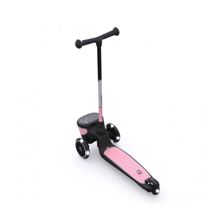 Trotineta copii pliabila cu roti luminoase, suport jucarie, Highwaykick 2 Lifestyle Rose Reflectorizant, 2 ani +, pana la 50 kg, Scoot Ride
