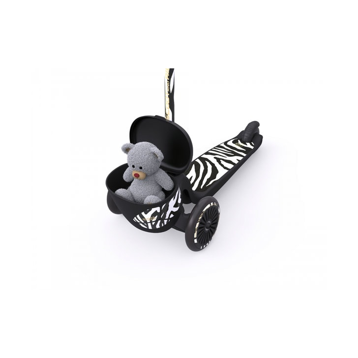 Trotineta copii pliabila, suport jucarie, Highwaykick 2 Lifestyle Zebra, 2 ani +, pana la 50 kg, Scoot Ride