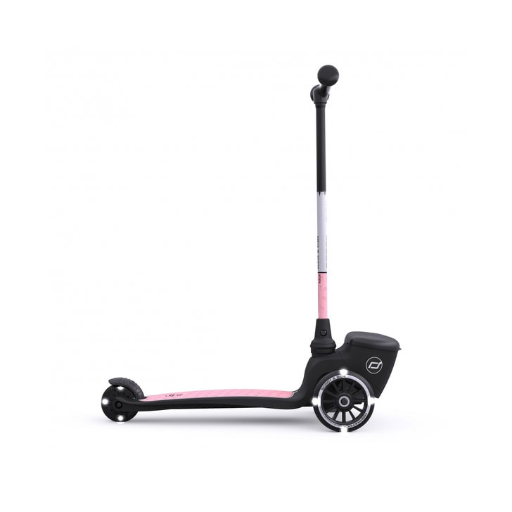 Trotineta copii pliabila cu roti luminoase, suport jucarie, Highwaykick 2 Lifestyle Rose Reflectorizant, 2 ani +, pana la 50 kg, Scoot Ride