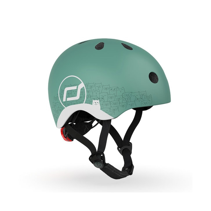 Casca de protectie pentru copii, sistem de reglare magnetic cu led, XXS-S, 45-51 cm, 1 an+, Forest Reflectorizant, Scoot Ride