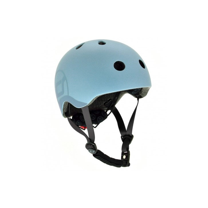 Casca de protectie pentru copii, sistem de reglare magnetic cu led, S-M, 51-55 cm, 3 ani+, Steel, Scoot Ride