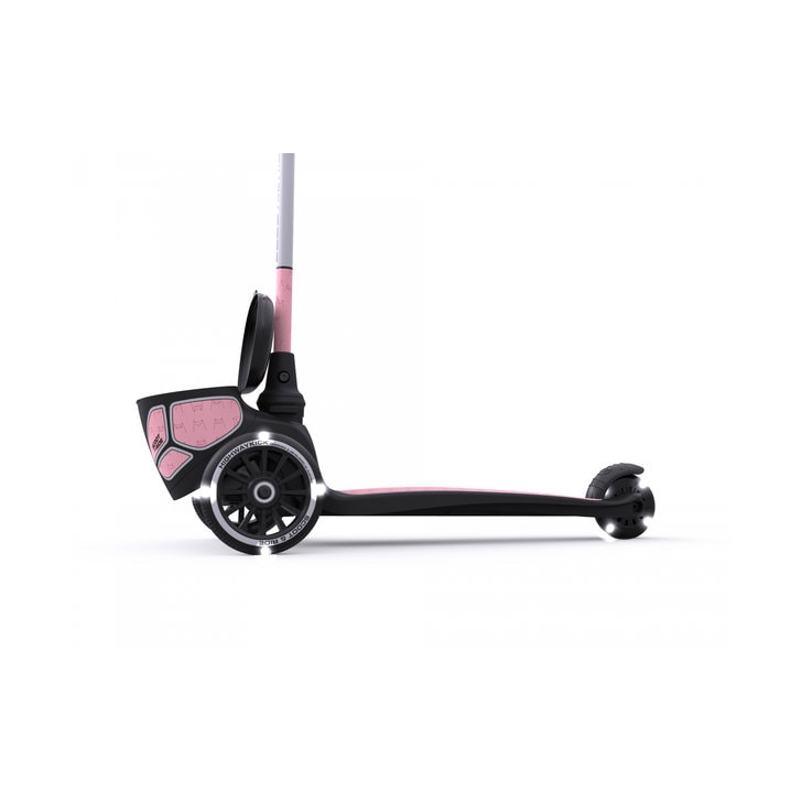 Trotineta copii pliabila cu roti luminoase, suport jucarie, Highwaykick 2 Lifestyle Rose Reflectorizant, 2 ani +, pana la 50 kg, Scoot Ride