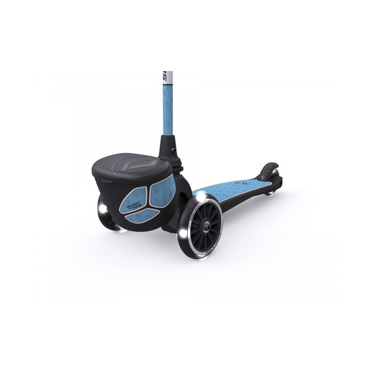 Trotineta copii pliabila cu roti luminoase, suport jucarie, Highwaykick 2 Lifestyle Steel Reflectorizant, 2 ani +, pana la 50 kg, Scoot Ride