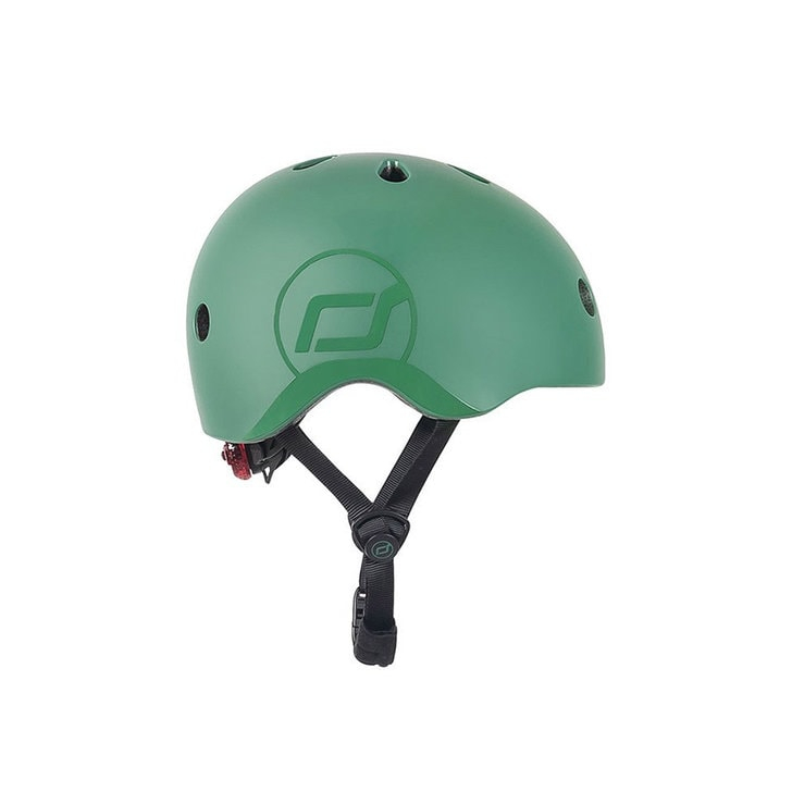 Casca de protectie pentru copii, sistem de reglare magnetic cu led, S-M, 51-55 cm, 3 ani+, Forest, Scoot Ride