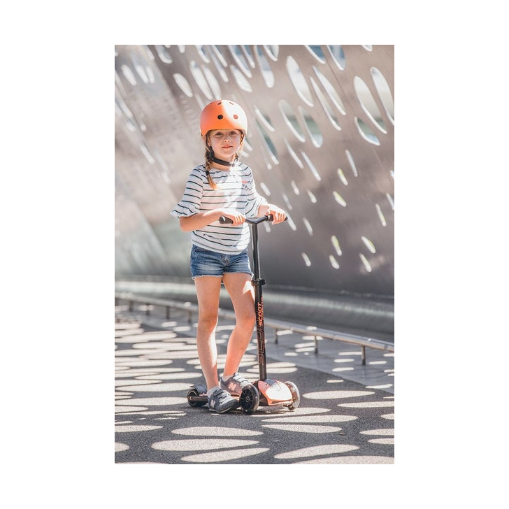 Trotineta copii pliabila, reglabila, roti luminoase, Highwaykick 5 Led Peach, 5 ani +, pana la 80 kg, Scoot Ride