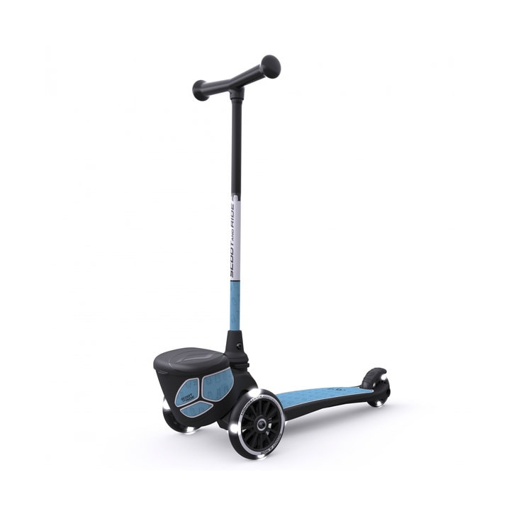 Trotineta copii pliabila cu roti luminoase, suport jucarie, Highwaykick 2 Lifestyle Steel Reflectorizant, 2 ani +, pana la 50 kg, Scoot Ride