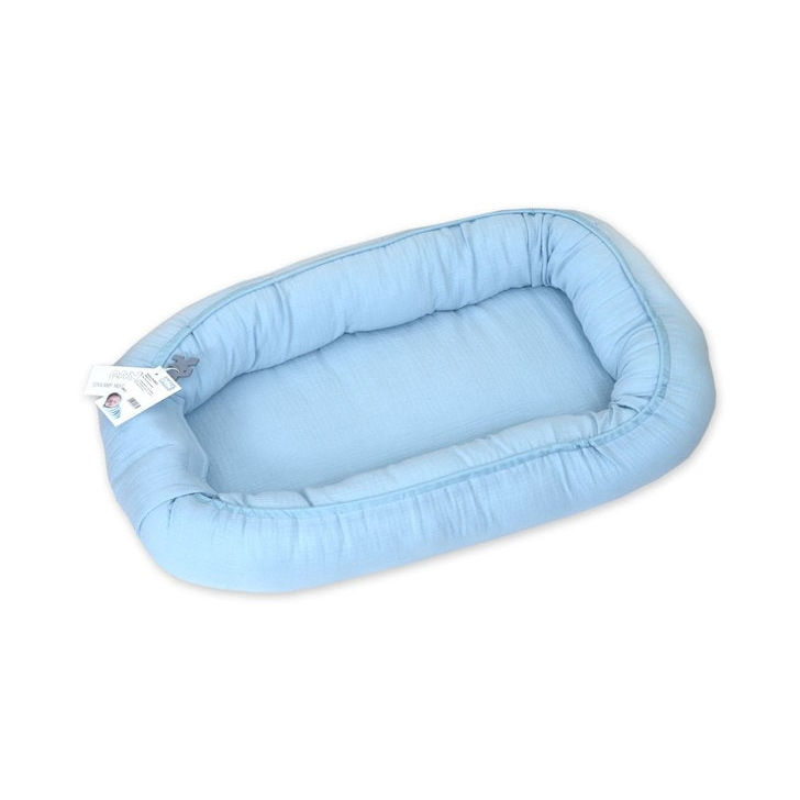 AMY - Suport de dormit Babynest, 70x45 cm, Puzzle Blue