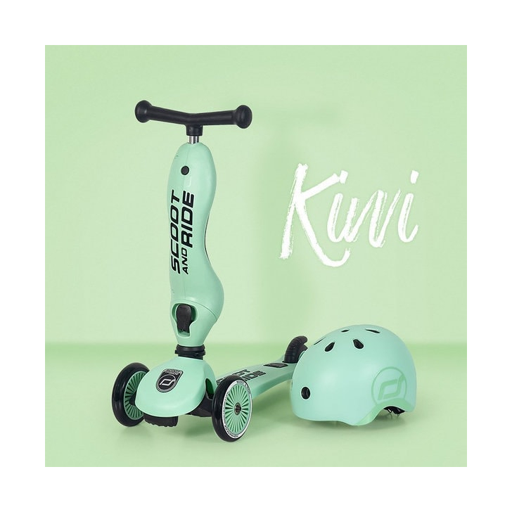 Casca de protectie pentru copii, sistem de reglare magnetic cu led, S-M, 51-55 cm, 3 ani+, Kiwi, Scoot Ride